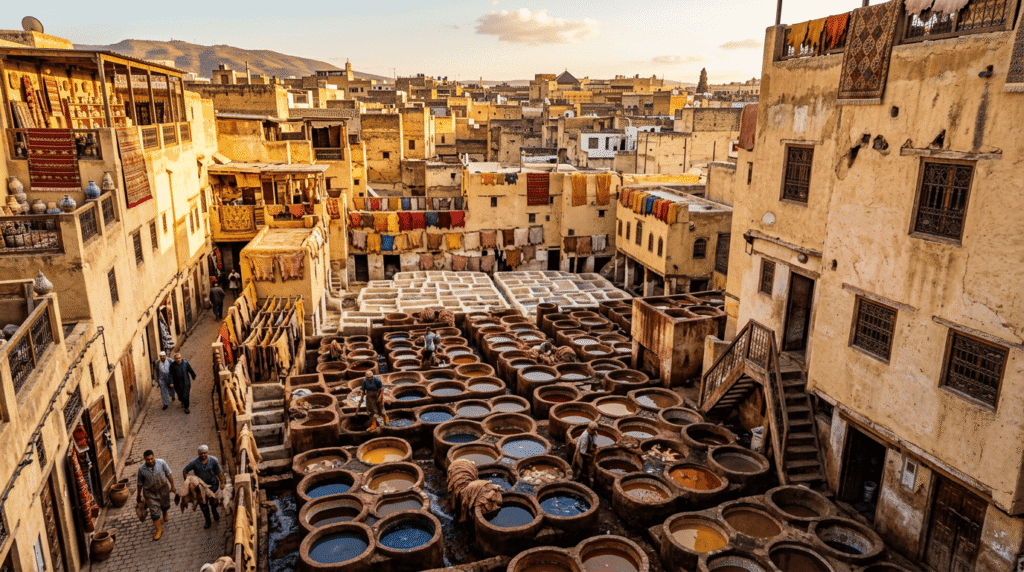 Fès, meilleure ville historique au Maroc médina ancienne et tanneries colorées