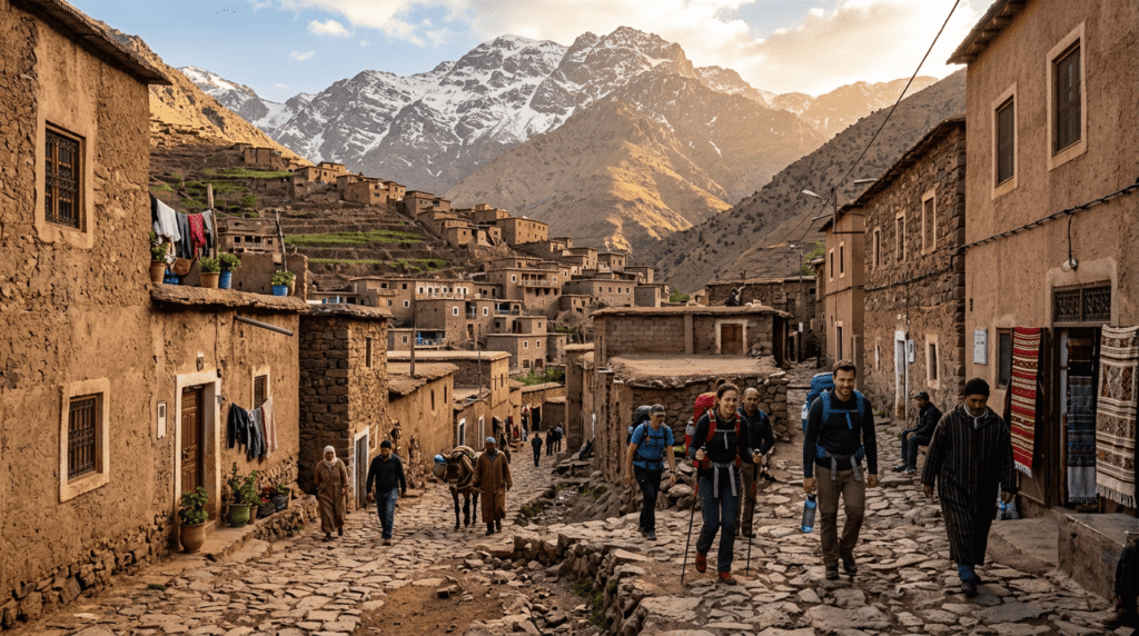 Montagnes Atlas randonnées village berbère d’Imlil point de départ des treks vers le Toubkal