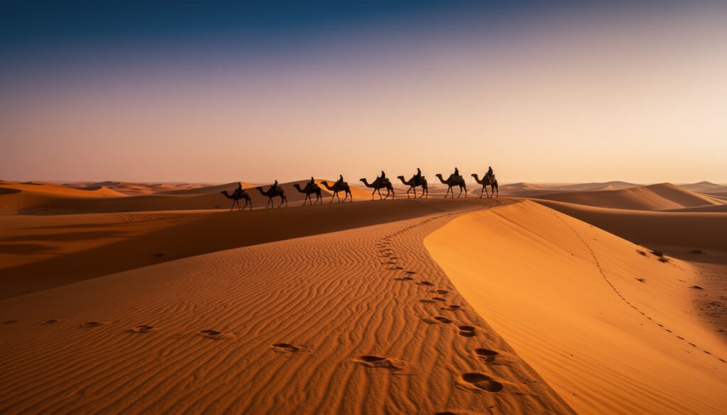 Désert de Merzouga Maroc – dunes du Sahara au lever du soleil